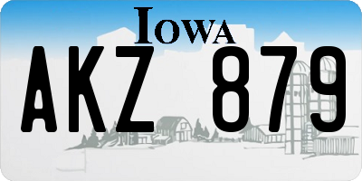 IA license plate AKZ879
