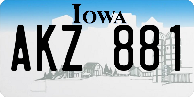 IA license plate AKZ881
