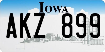 IA license plate AKZ899