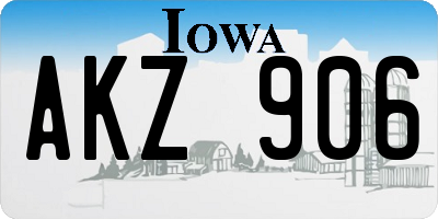 IA license plate AKZ906