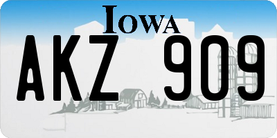 IA license plate AKZ909