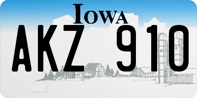 IA license plate AKZ910