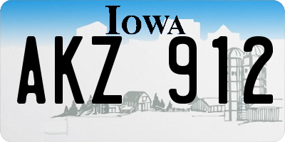 IA license plate AKZ912