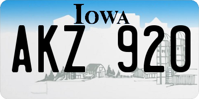 IA license plate AKZ920
