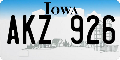 IA license plate AKZ926