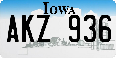 IA license plate AKZ936