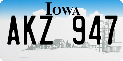 IA license plate AKZ947