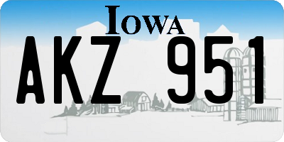 IA license plate AKZ951