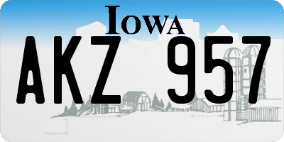 IA license plate AKZ957