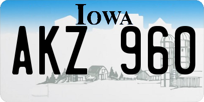 IA license plate AKZ960
