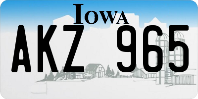 IA license plate AKZ965
