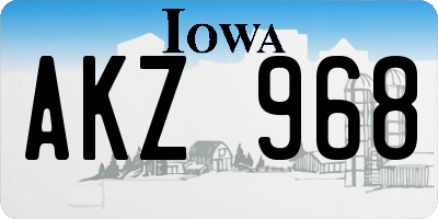 IA license plate AKZ968