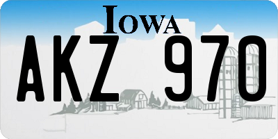 IA license plate AKZ970
