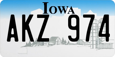 IA license plate AKZ974