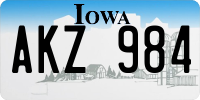 IA license plate AKZ984