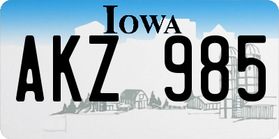 IA license plate AKZ985
