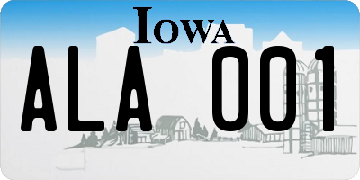IA license plate ALA001