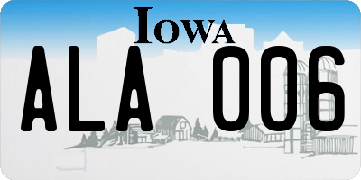 IA license plate ALA006