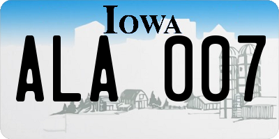 IA license plate ALA007