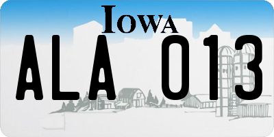 IA license plate ALA013