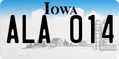 IA license plate ALA014
