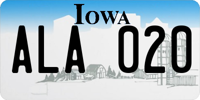 IA license plate ALA020