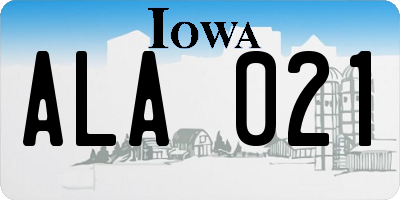 IA license plate ALA021