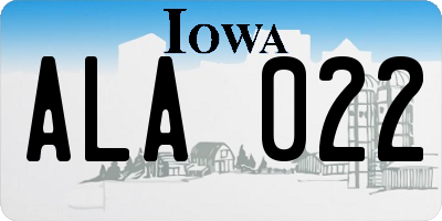 IA license plate ALA022