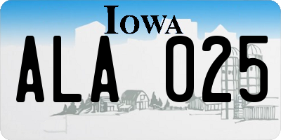 IA license plate ALA025