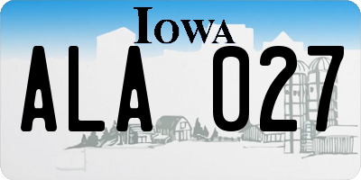 IA license plate ALA027