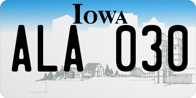 IA license plate ALA030