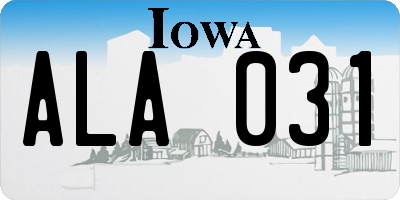 IA license plate ALA031