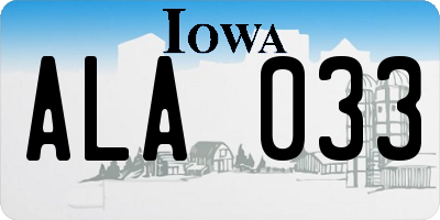 IA license plate ALA033