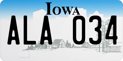IA license plate ALA034