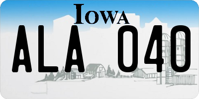 IA license plate ALA040