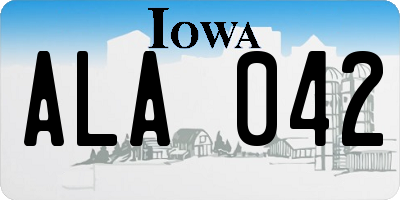 IA license plate ALA042