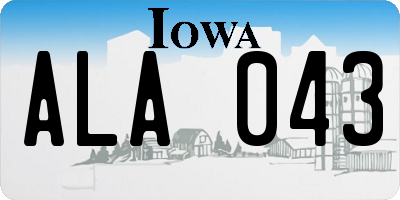 IA license plate ALA043