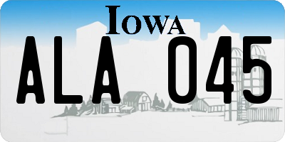 IA license plate ALA045