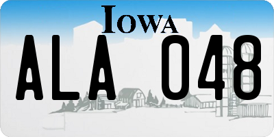 IA license plate ALA048