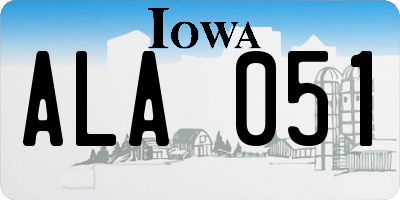 IA license plate ALA051