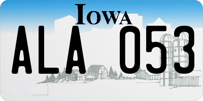 IA license plate ALA053