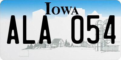 IA license plate ALA054