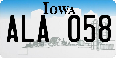 IA license plate ALA058