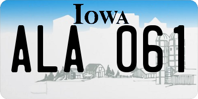 IA license plate ALA061