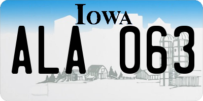 IA license plate ALA063