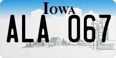 IA license plate ALA067