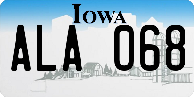 IA license plate ALA068