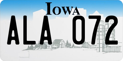 IA license plate ALA072