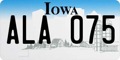 IA license plate ALA075