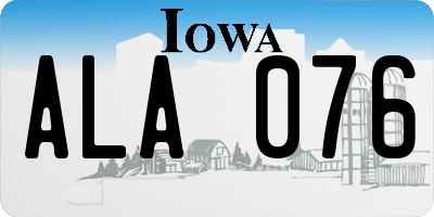 IA license plate ALA076